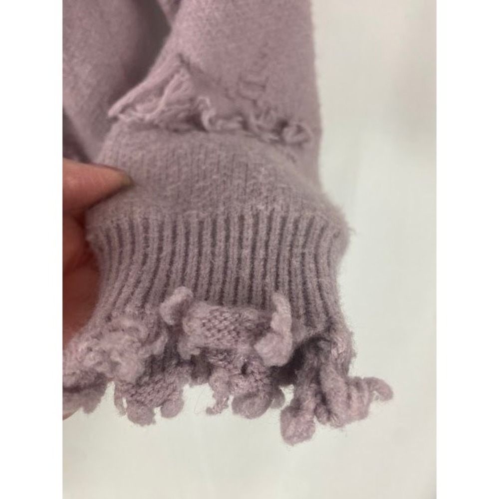 Distressed‎ Lavender Embroidered Pull Over Knit Shabby Chic Long Sleeve Sweater - Picture 6 of 11